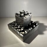 "Ultima15" set of 2 brutalist ashtrays, cast aluminum, ca 1970