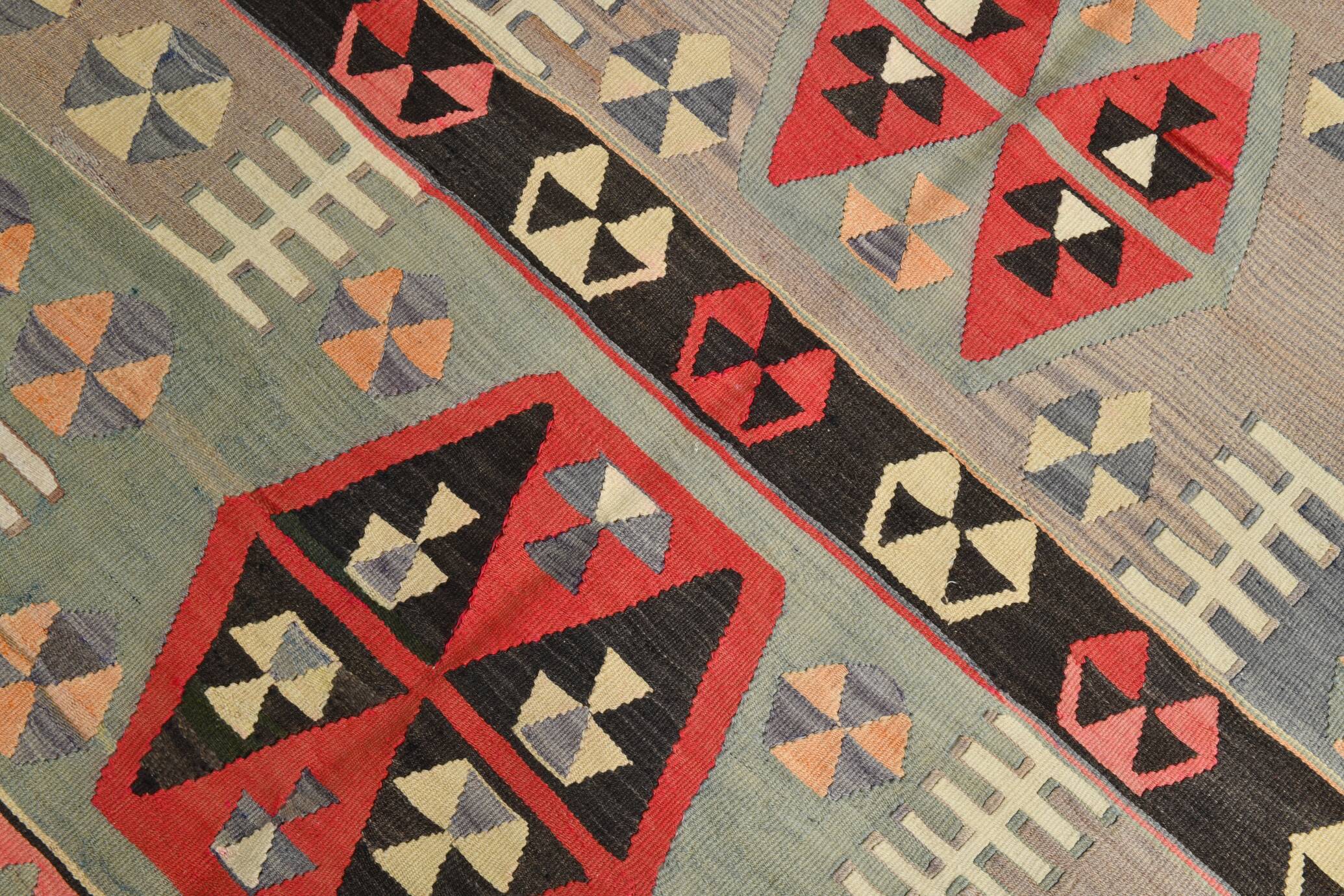 6x8 Kilim Multicolor Geometric Style Kilim Rug, 168x235 Cm