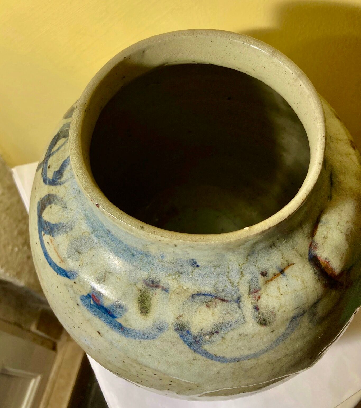 Vase pensu , enamelled ceramic, marking to be identified n°3 bis vintage