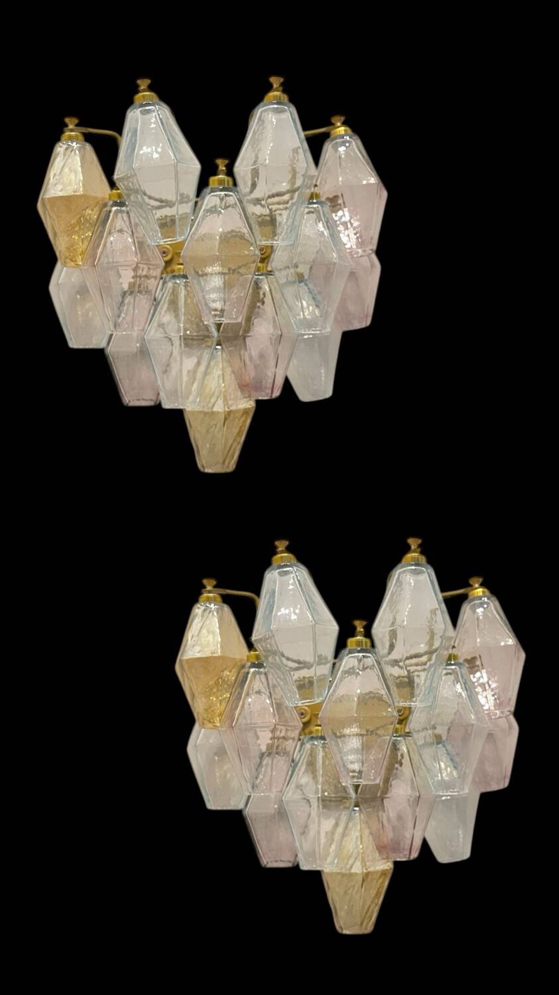 Murano Glass Polygon Sconces Set of 2