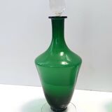 Pair of Green Hand-Blown Glass Wine and Water Pitchers, Empoli