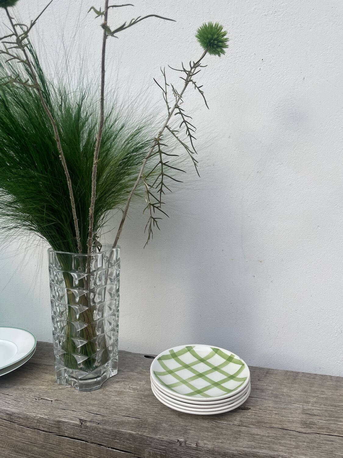 5 square Moulin des Loups dessert plates/dishcloths