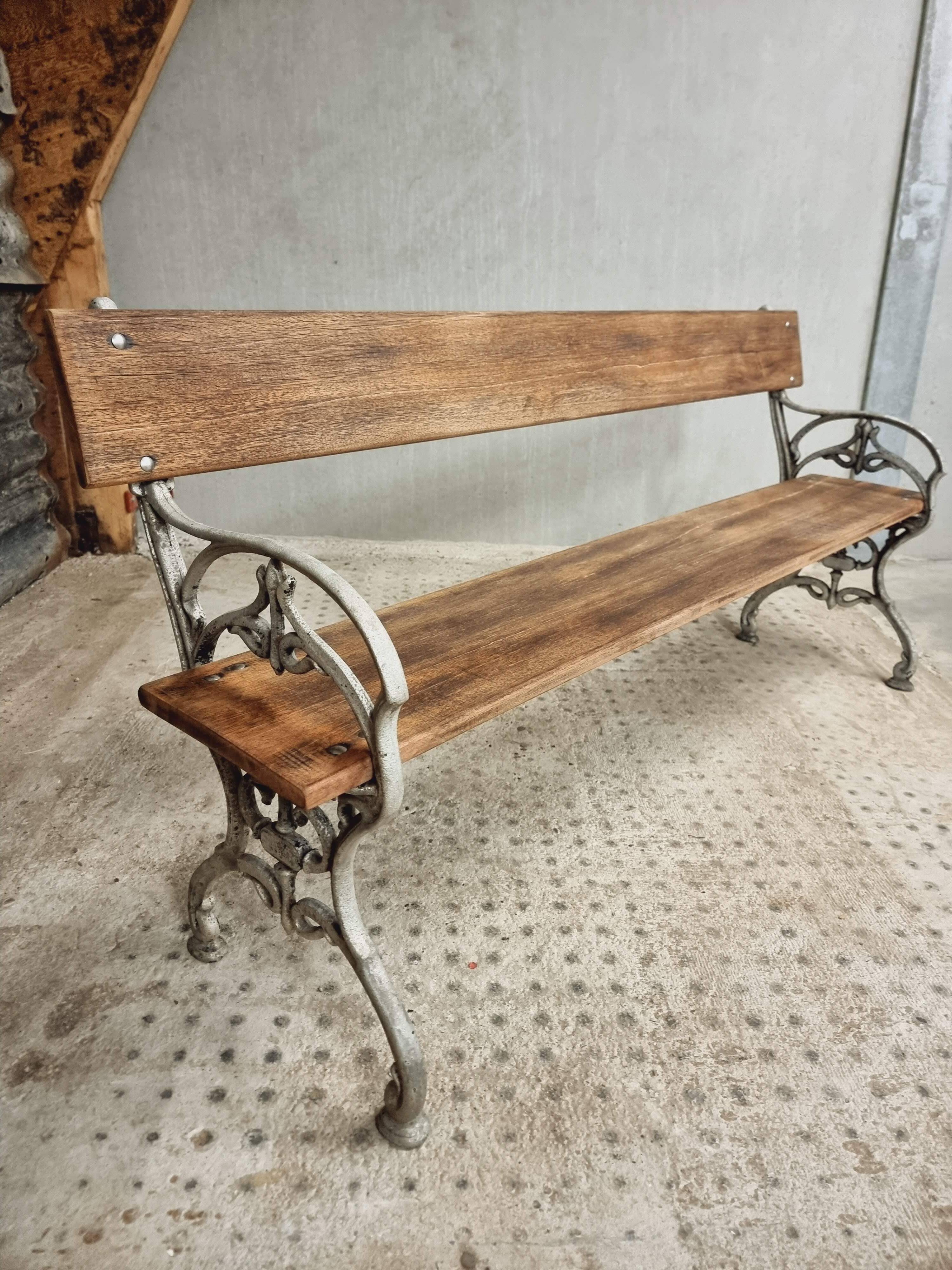 Old garden bench, park bench cast iron with hardwood 170 cm