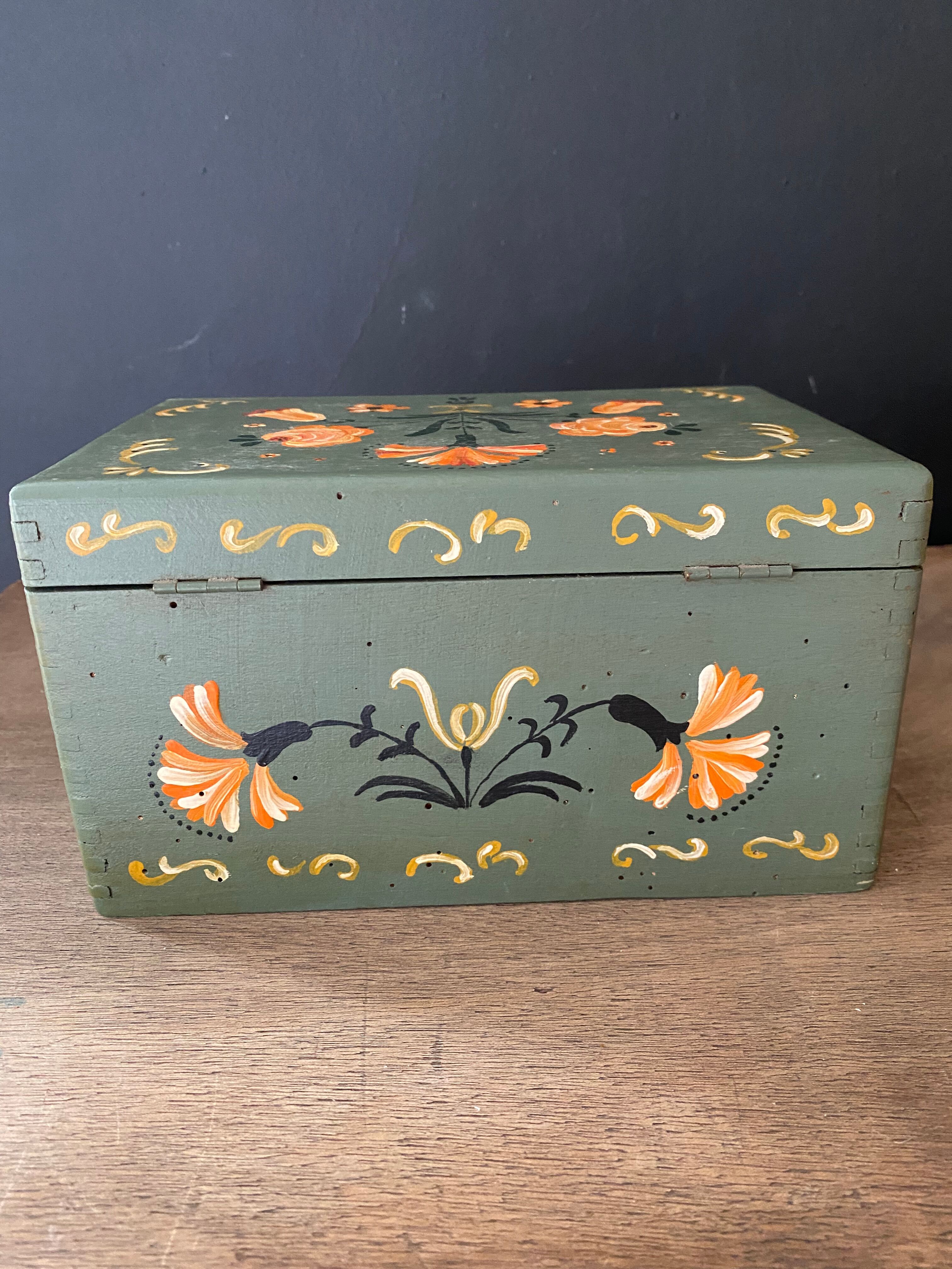 Hand-painted wooden box
