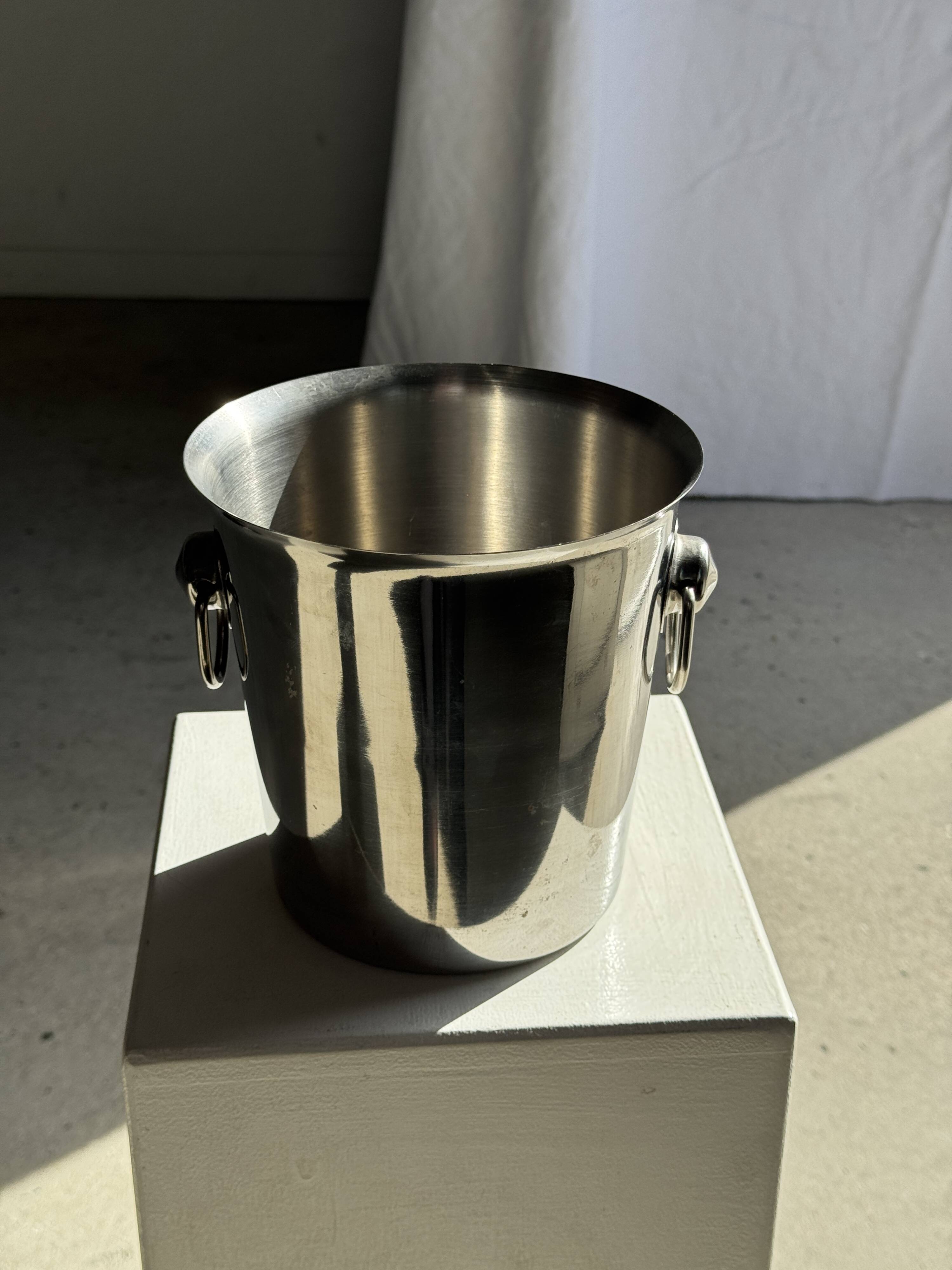 Stainless steel champagne and wine bucket with handle D19 H19