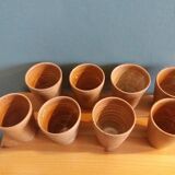 Set of 8 hand-turned stoneware cups or glasses