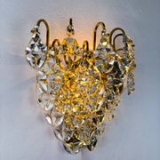 Kinkeldey XL 5-tier cut crystal wall sconce, gilt brass, Germany, 1970s
