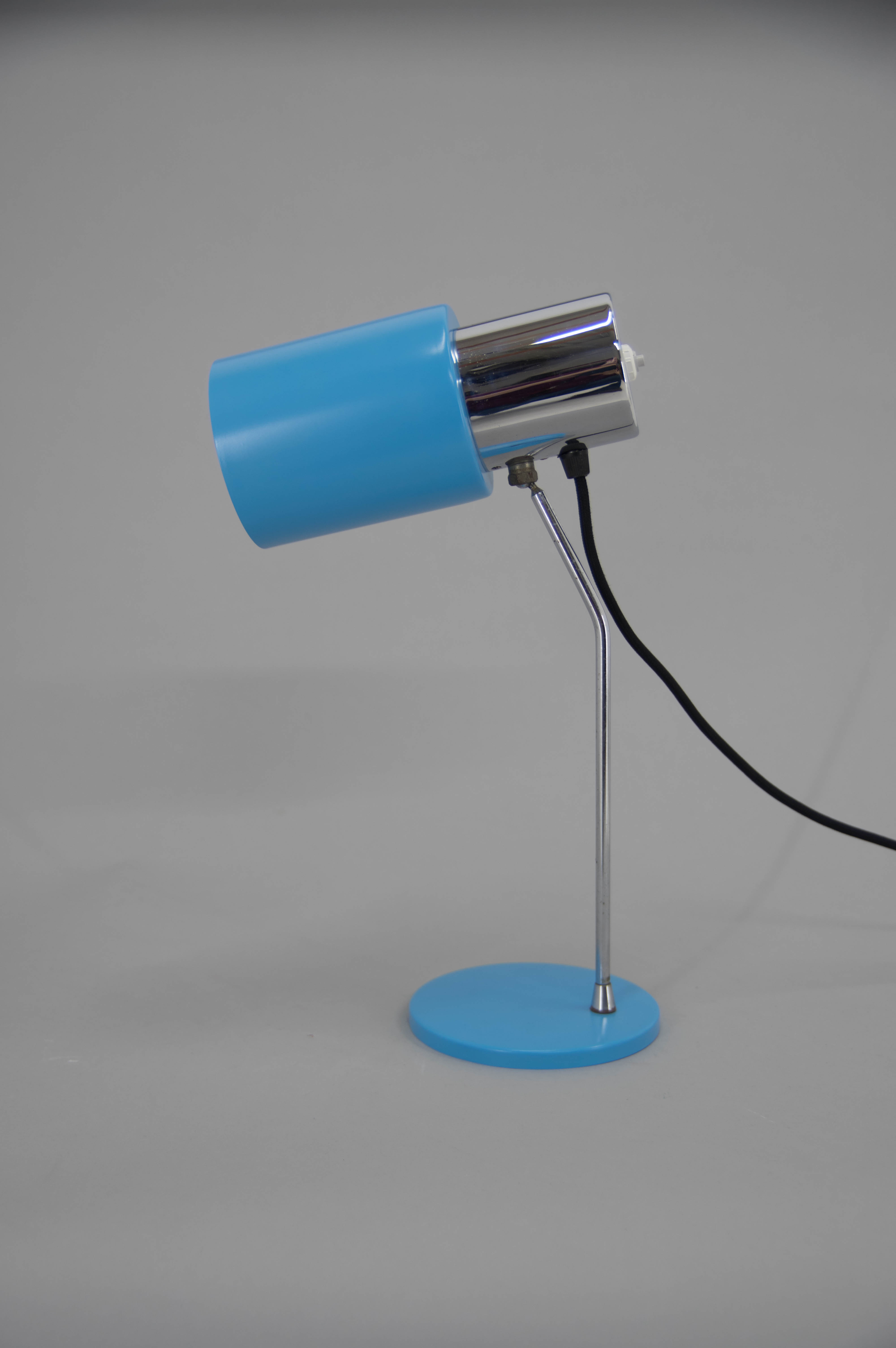 Mid-century blue table lamp by Napako, 1970s