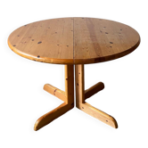 Table à manger ronde en pin massif 2 rallonges