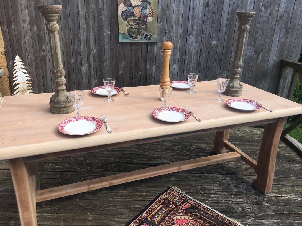 Raw wood farmhouse table