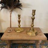 Duo of brass candlesticks