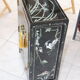Small storage cabinet or bedside table lacquered black incised and painted
