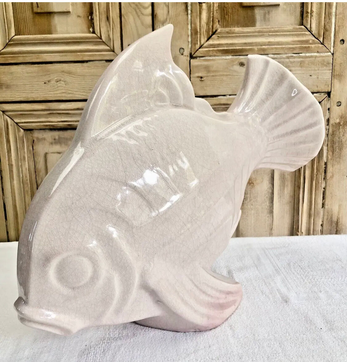 Cracked ceramic fish Art Deco Le Jan