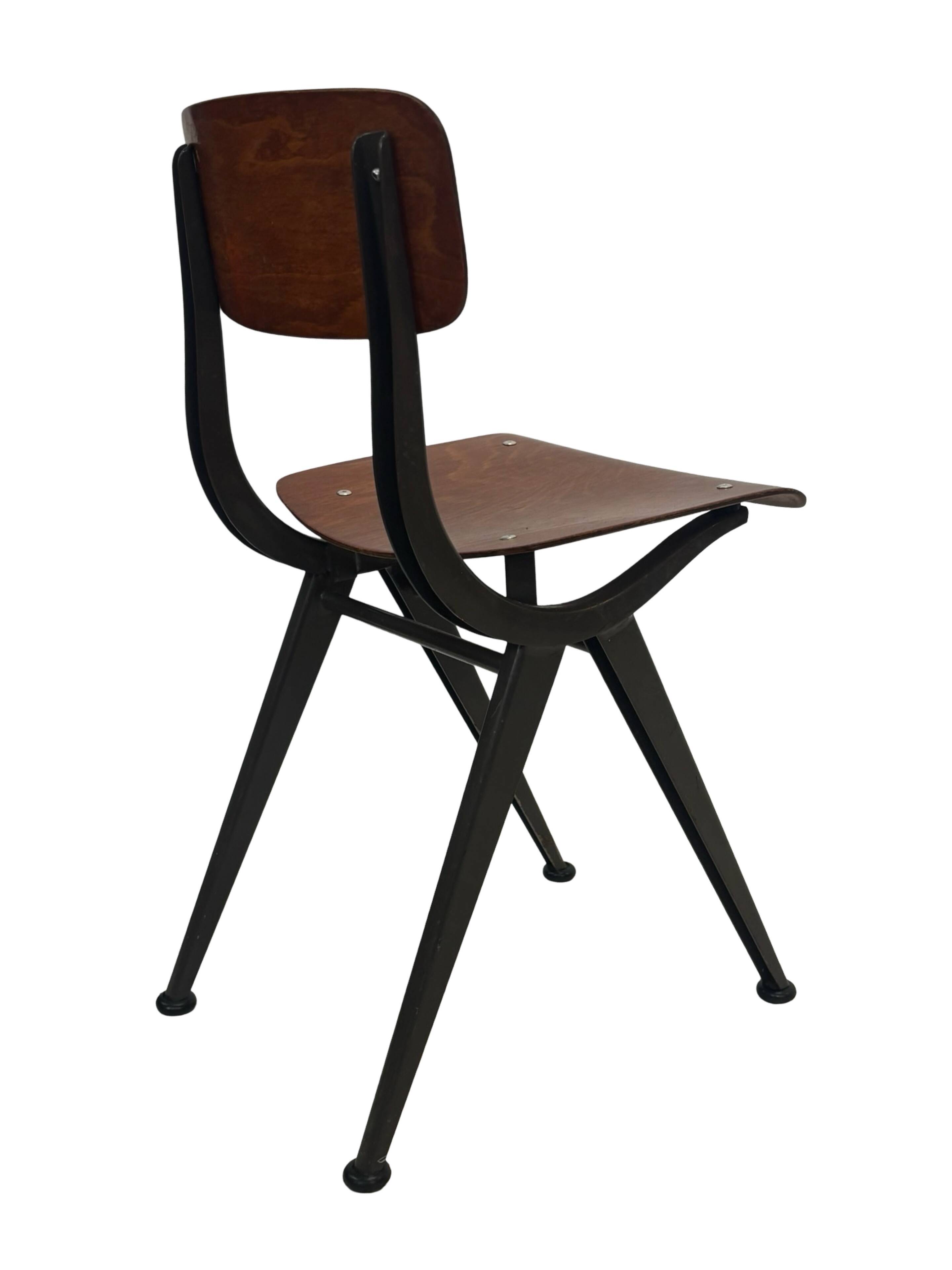 Vintage industrial children's chair, school chair, Dutch design