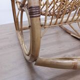 Rotin and bamboo rocking-chair