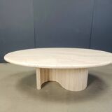 Vintage oval travertine coffee table, 1970s
