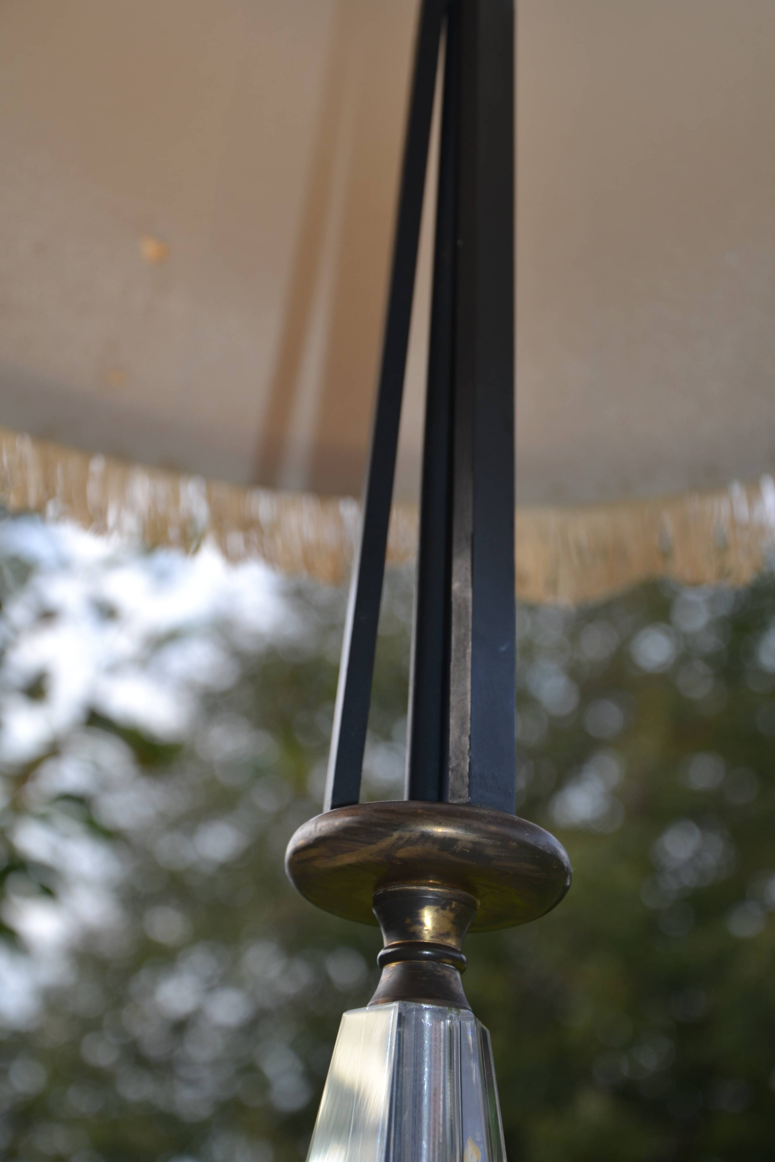 Vintage Sèvres crystal and wrought iron floor lamp from the 1950s