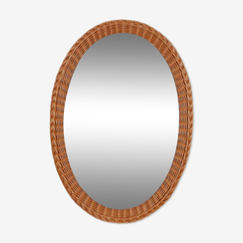 Rattan mirror published by Uluv in the 1960s
