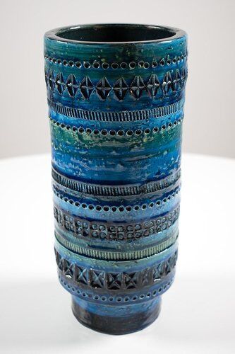 Vase bleu italien par Bitossi