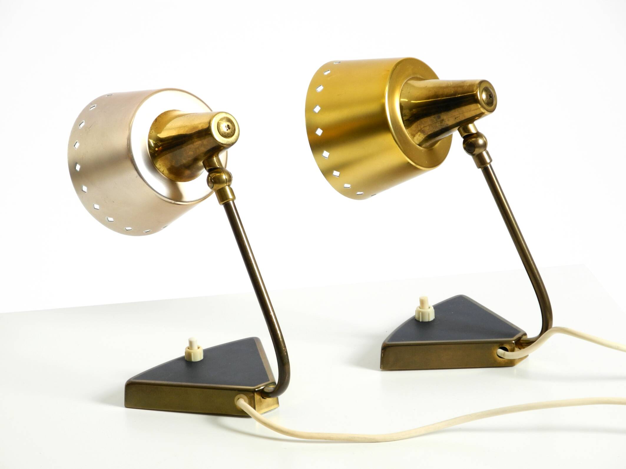 Two beautiful rare Mid Century Modern brass table lamps