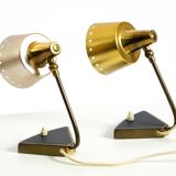 Two beautiful rare Mid Century Modern brass table lamps