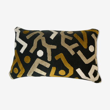 Cushion black beige pattern design style keith haring