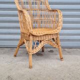 Rattan and wicker armchair 1960