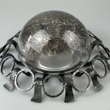 60s 70s Brutalist wall lamp or ceiling lamp made of iron & glass design