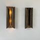 Pair of vintage wall lights in patinated brass, France 1970