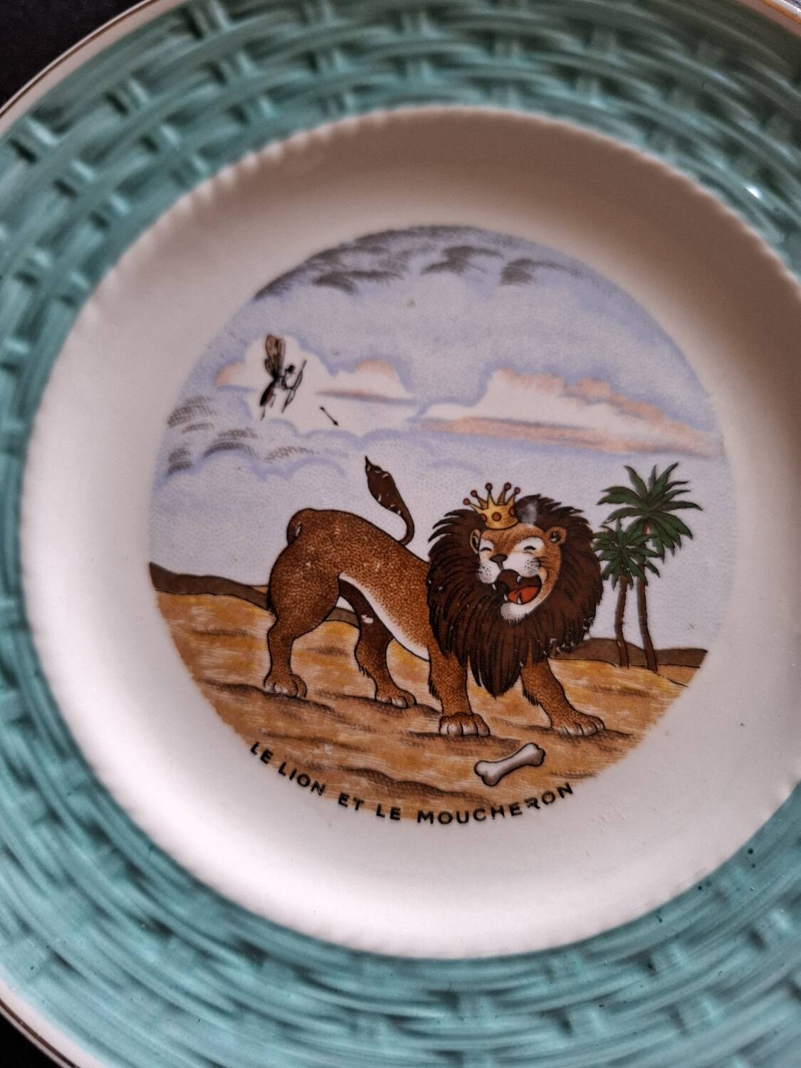 Vintage dessert service Les fables de la Fontaine