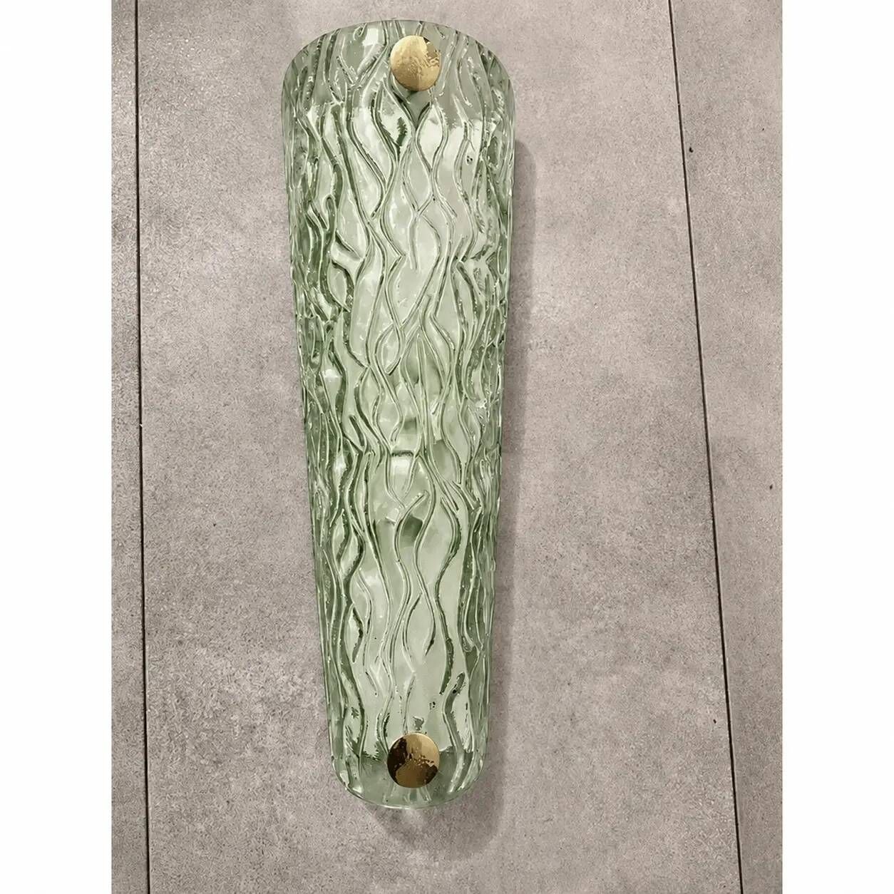 Monumental Green Murano Glass Wall Sconces From Italy – Set of Two