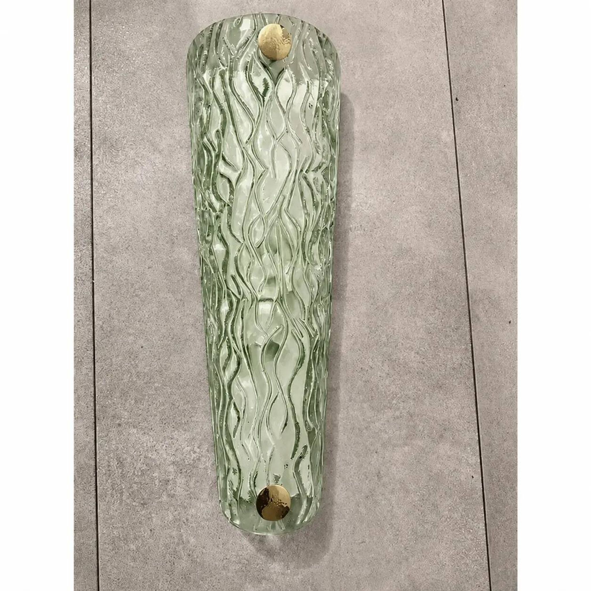 Monumental Green Murano Glass Wall Sconces From Italy – Set of Two
