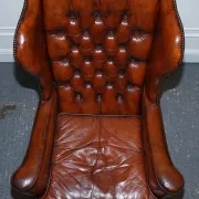 Chesterfield Wingback Armchairs with Flat Arms by William Morris, Set of 2