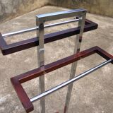 chrome and wood towel rack