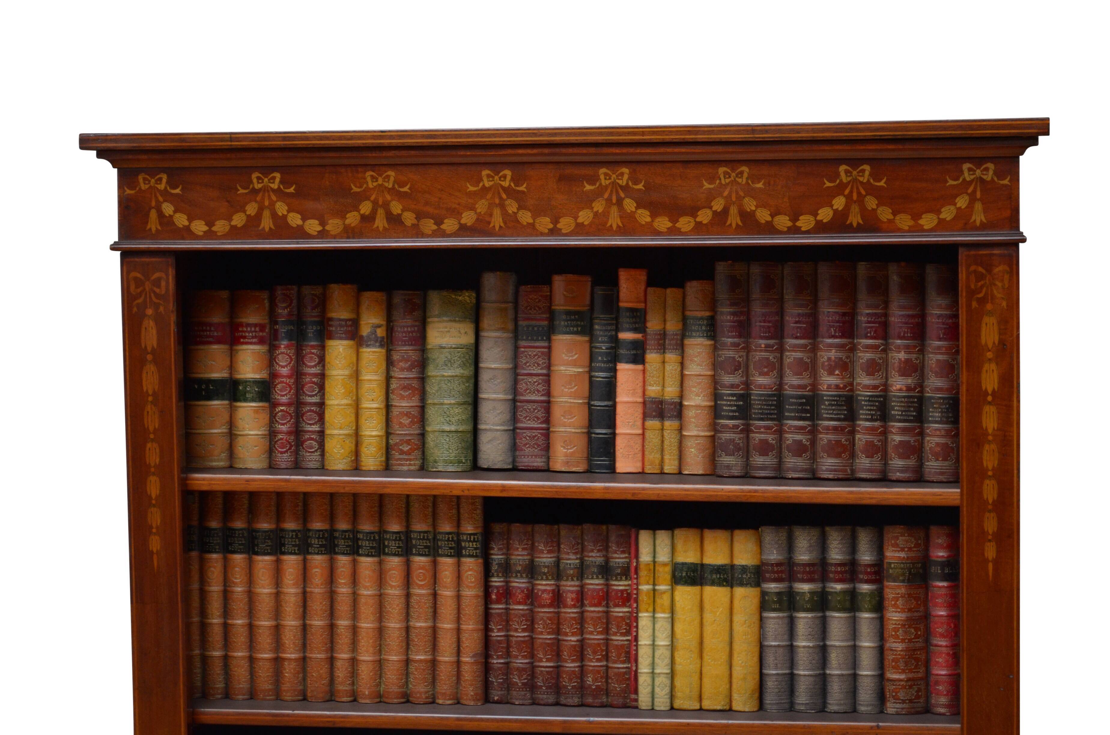 Edwardian Mahogany and Inlaid Open bookcase