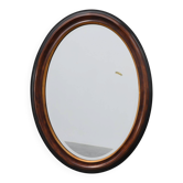 Deknudt Oval Wall Mirror with Walnut-Toned Frame and Gilt Inner Edge, Belgi