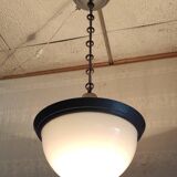 Art deco pendant light in metal, opaline and mercury glass by curtis lighting - 1920s/30s