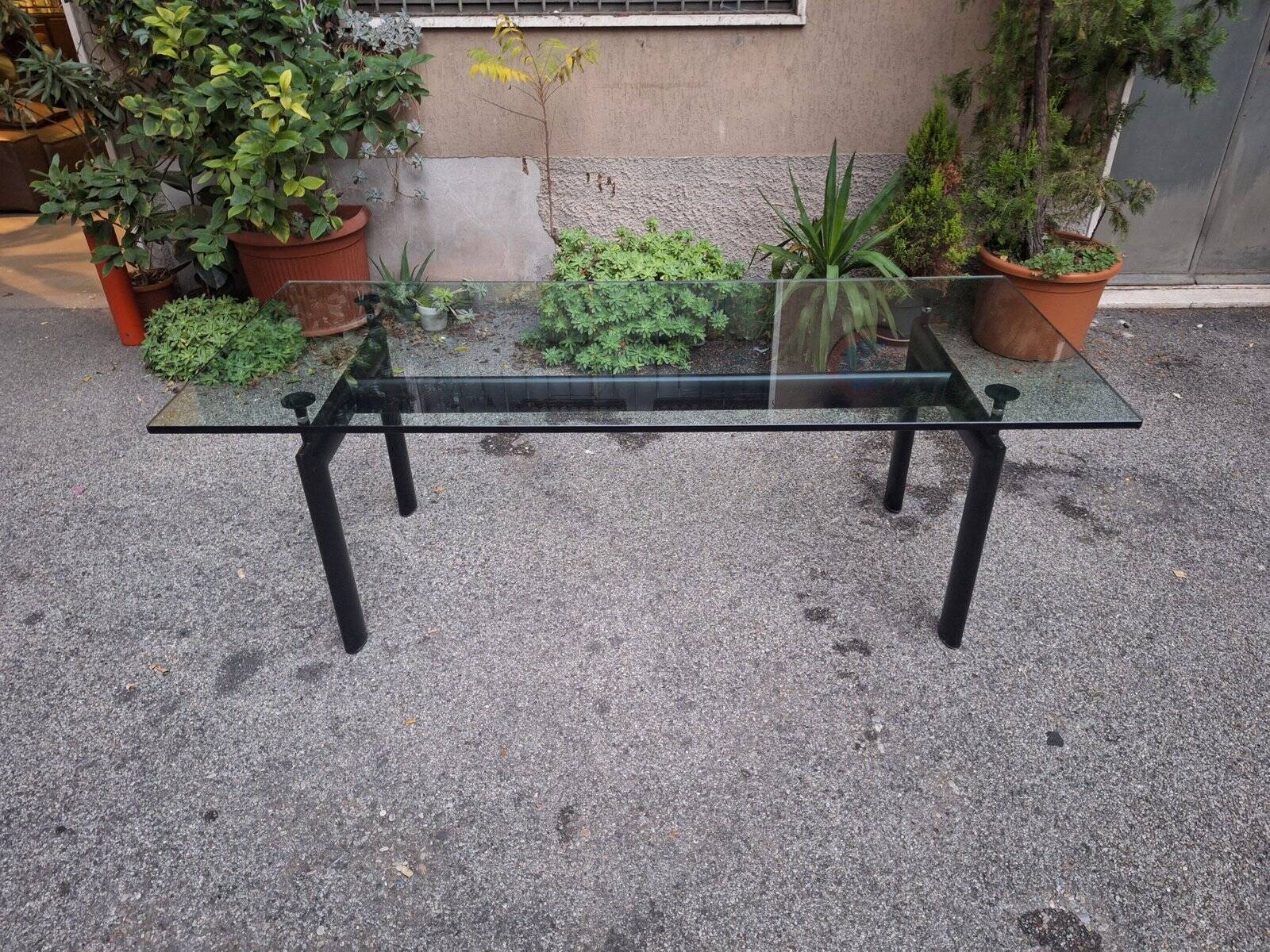 Italian Black Model LC6 Dining Table by Le Corbusier, 1980s