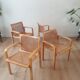 Set of 4 bentwood and cane diningchairs