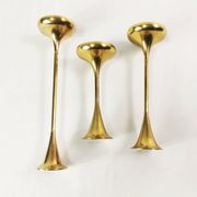 Set of modernist brass candlesticks, Denmark, 1960s.