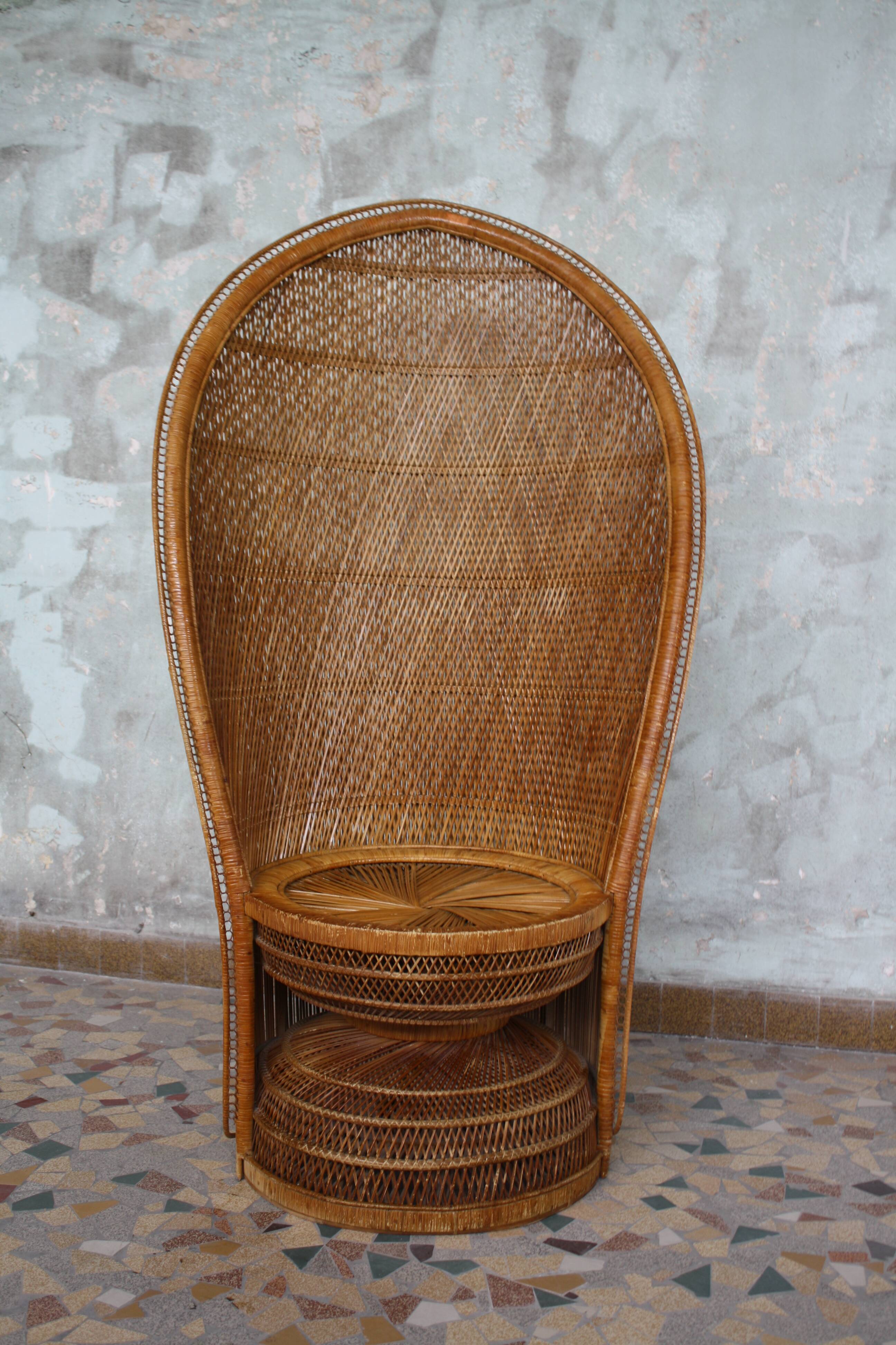 Fauteuil rotin style Emmanuelle 1970's