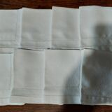 Série de huit serviettes de table coton granité blanc jours 27 X 29 cm