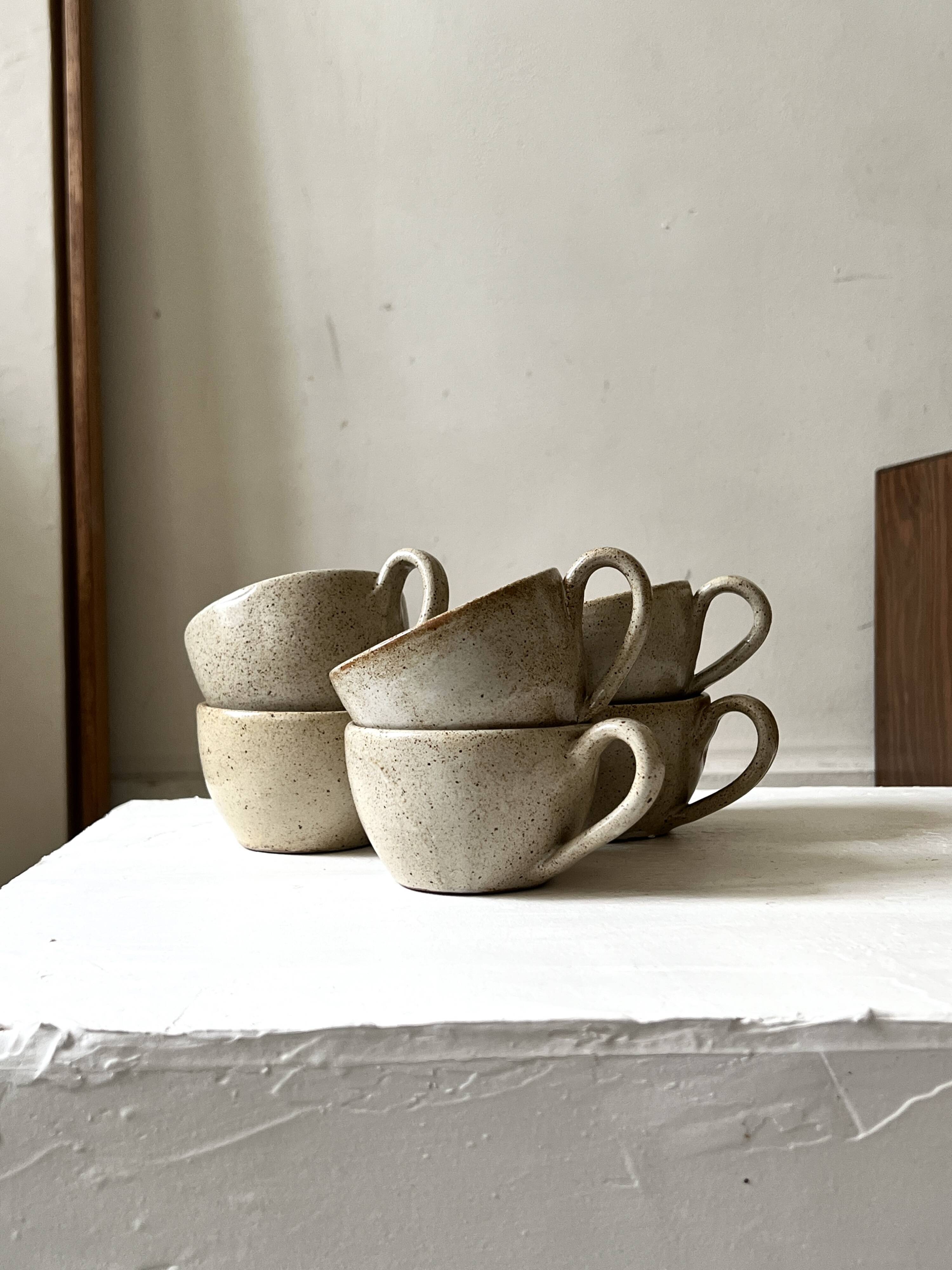 6-cup ceramic coffee service, handcrafted 1970.