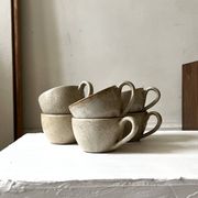 6-cup ceramic coffee service, handcrafted 1970.
