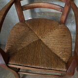 Chaise haute de bébé, ancienne en paille