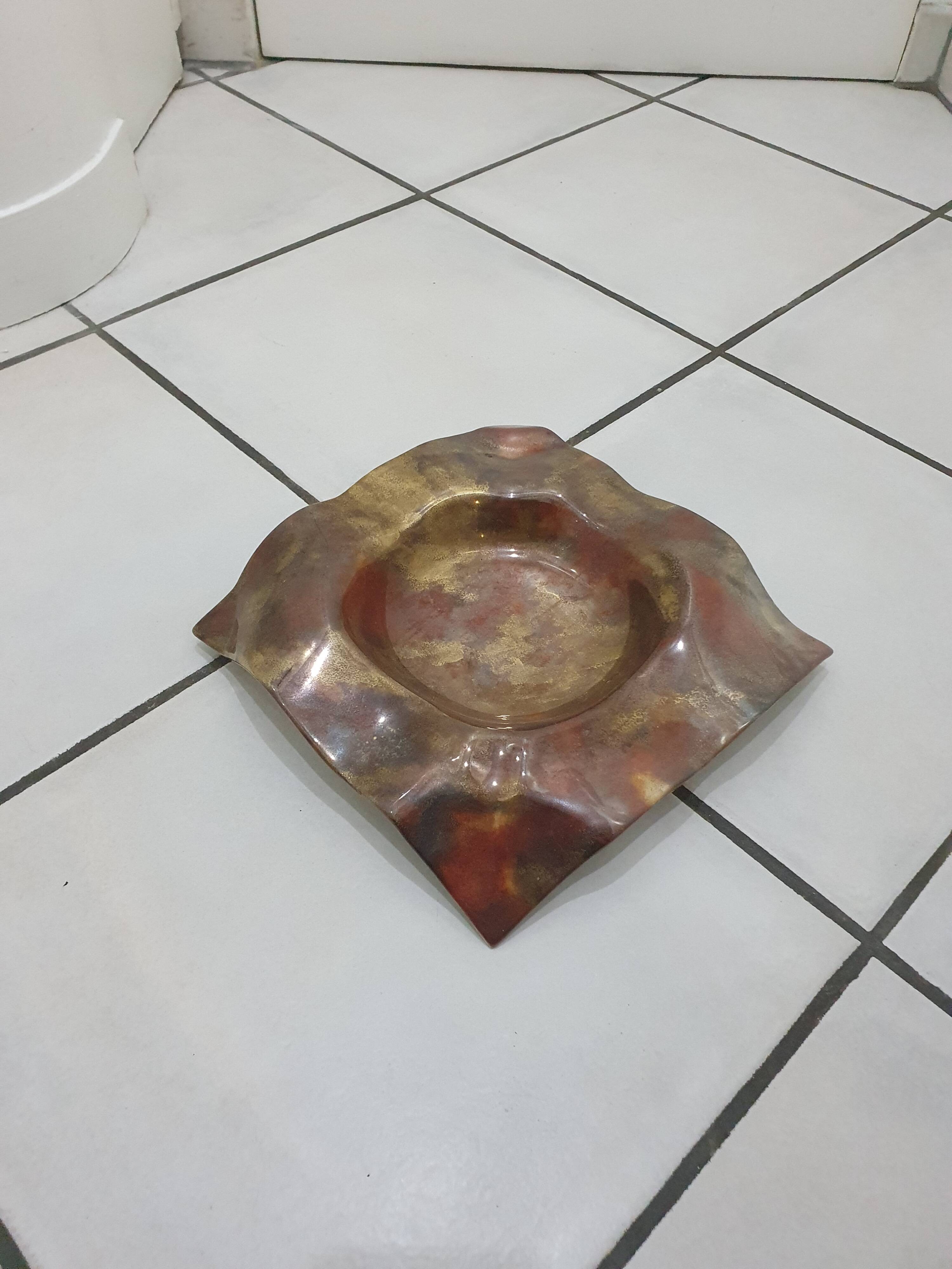 Asymmetrical square ceramic trinket dish
