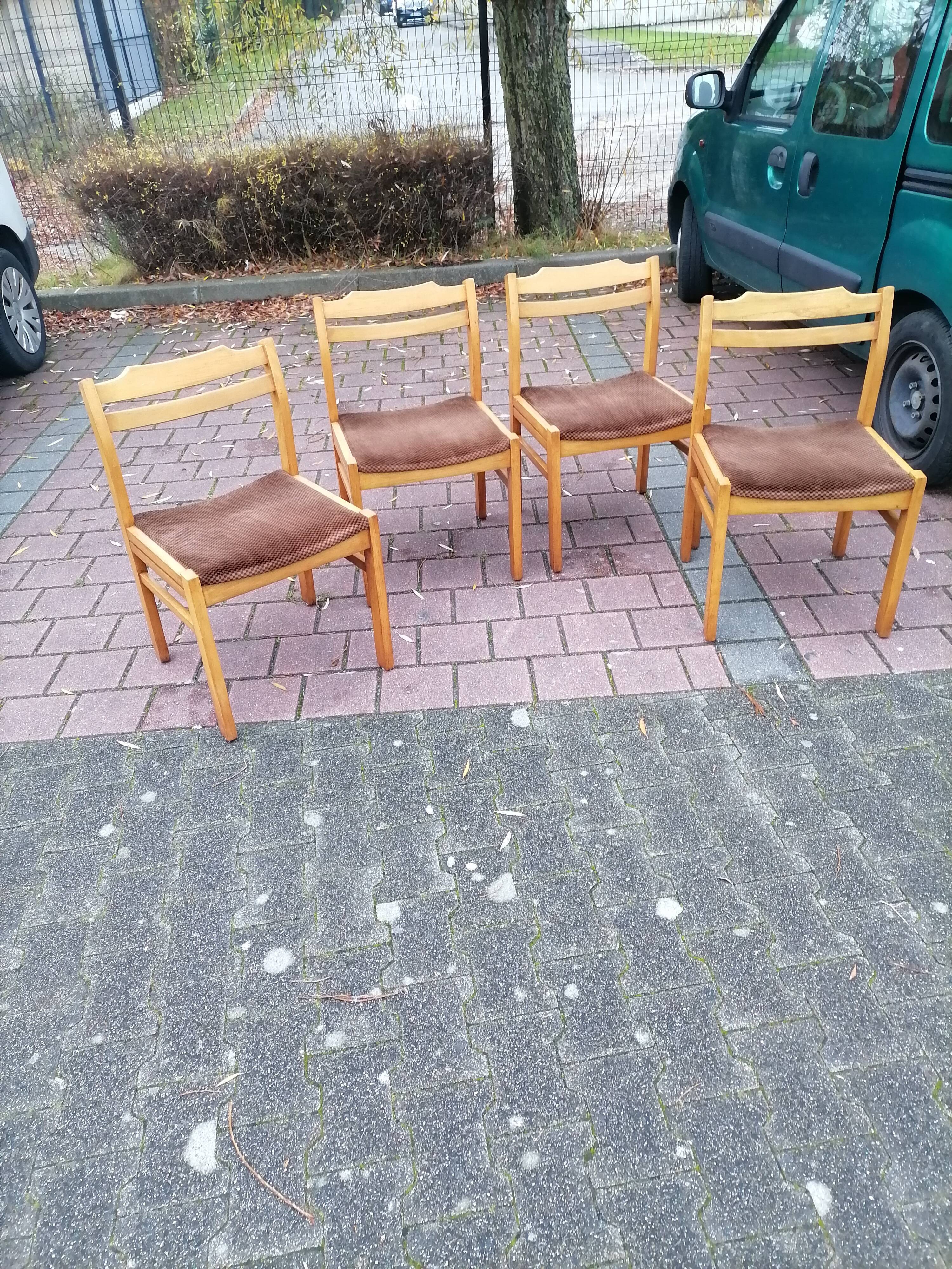 4 old Scandinavian chairs vintage teak 1960