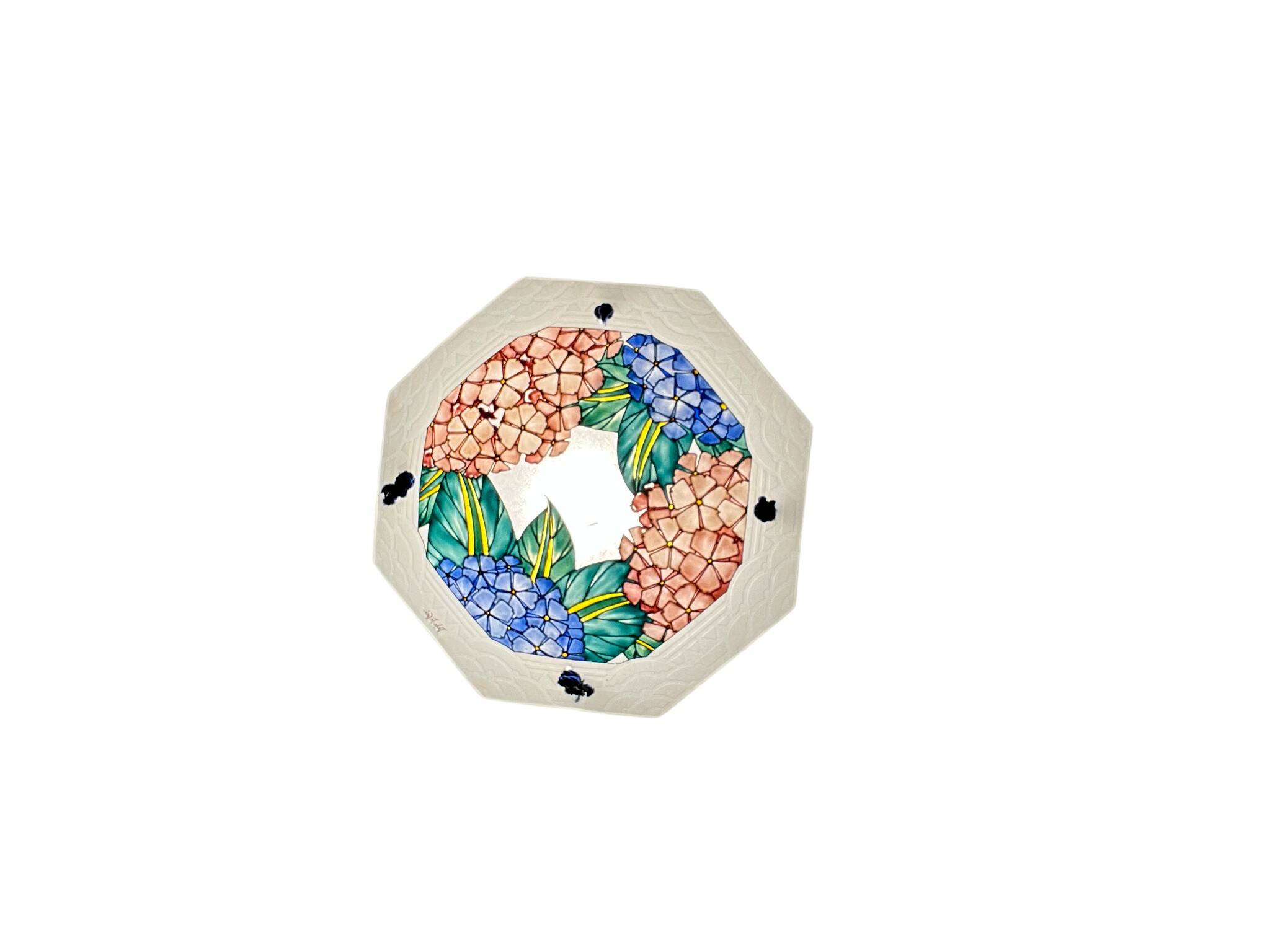 Art déco, suspension verre émaillé signée Loÿs Lucha vers 1930