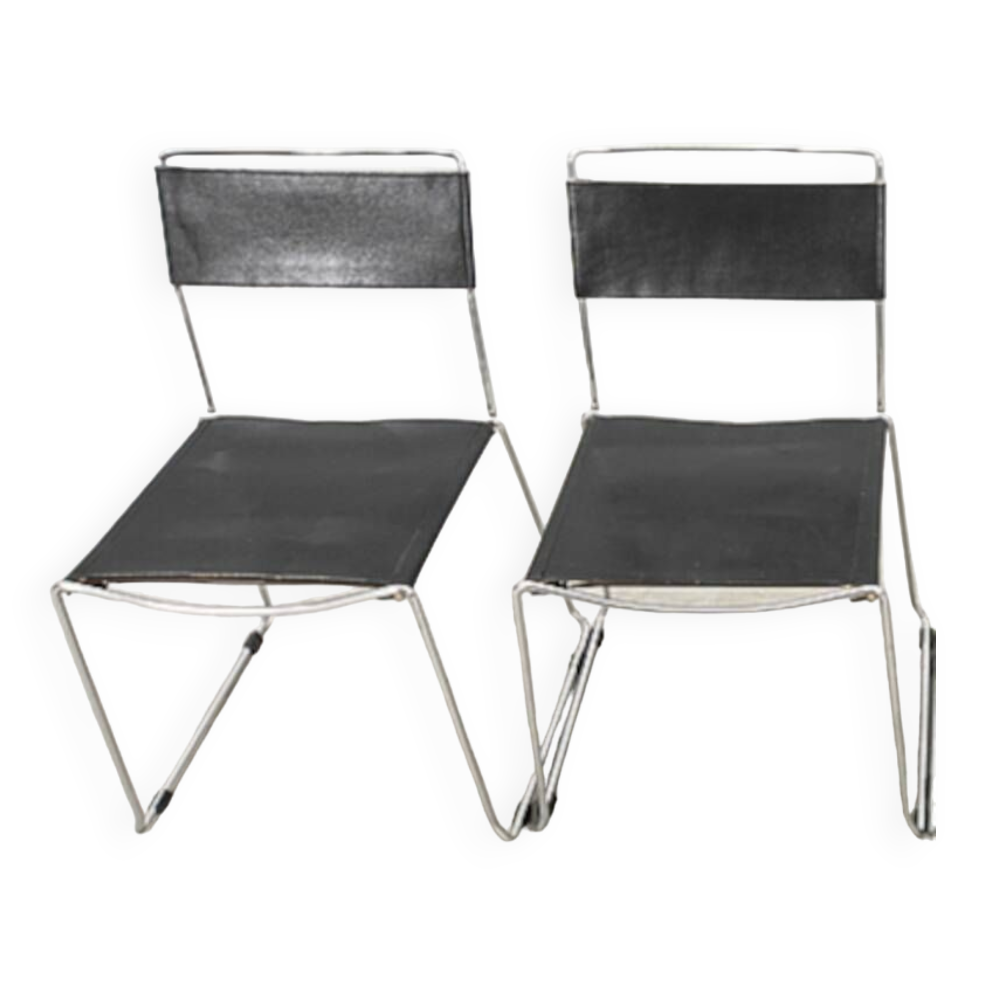 Chair in leather and stainless steel frame 1980 italy