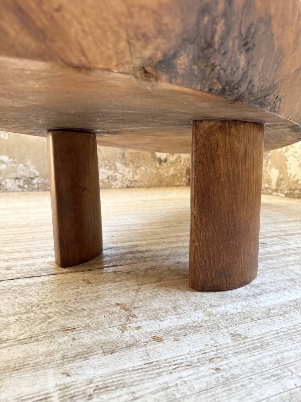 Table basse années 50 plateau bois exotique XXL